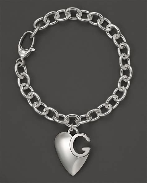 Gucci Women's 92.5 Sterling Silver Engraved Charms Bracelet, 